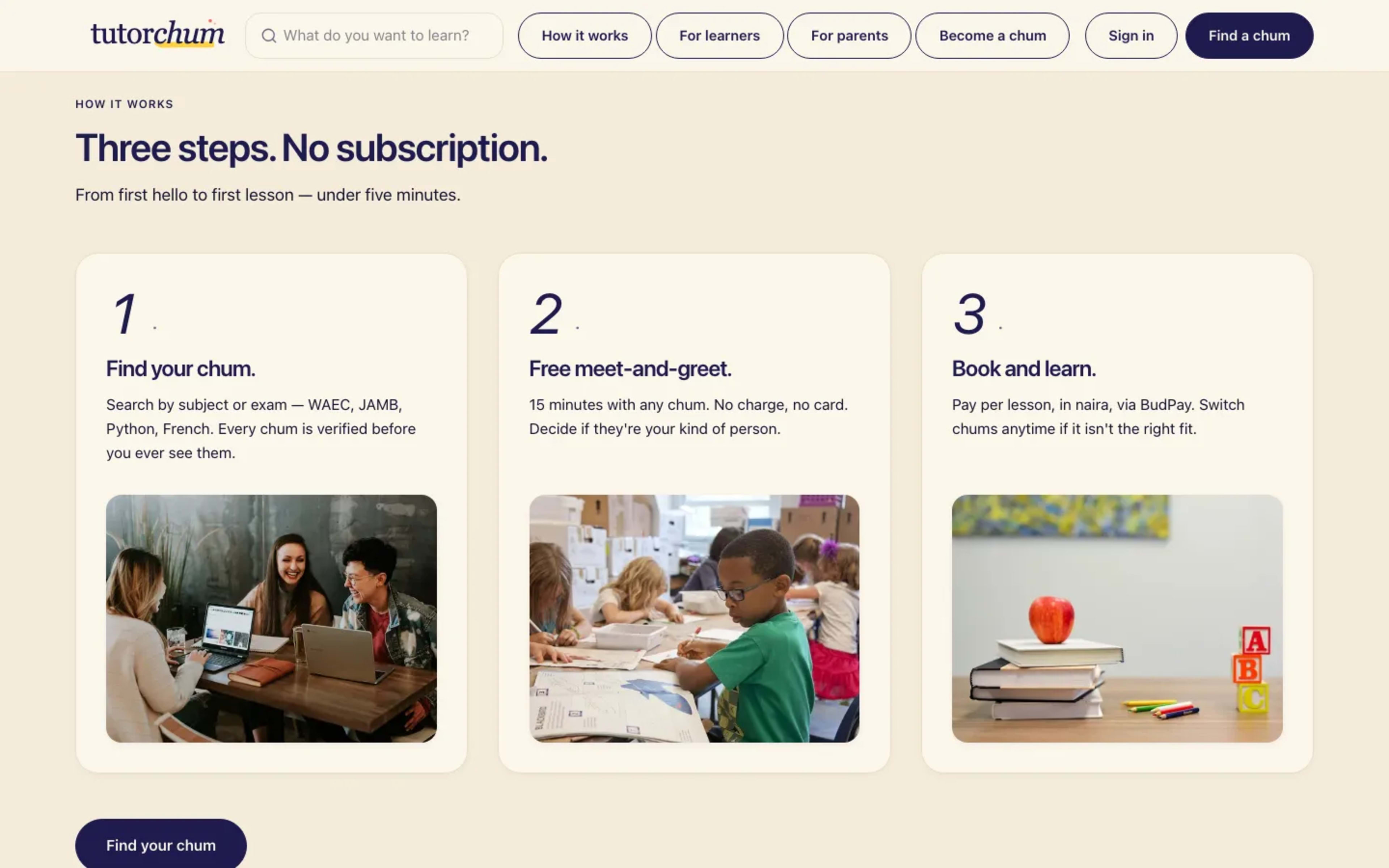 TutorChum — product section