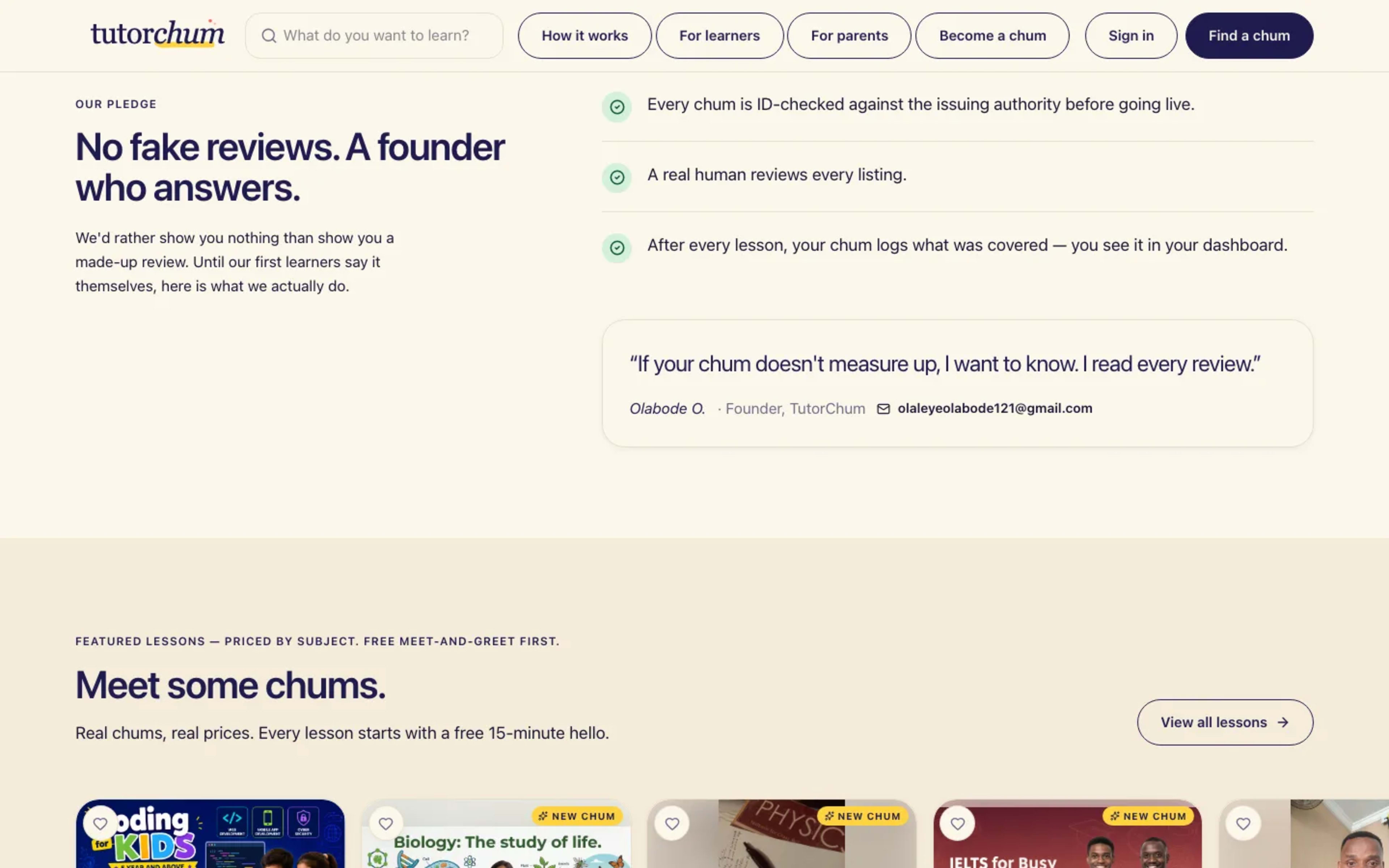 TutorChum — product section
