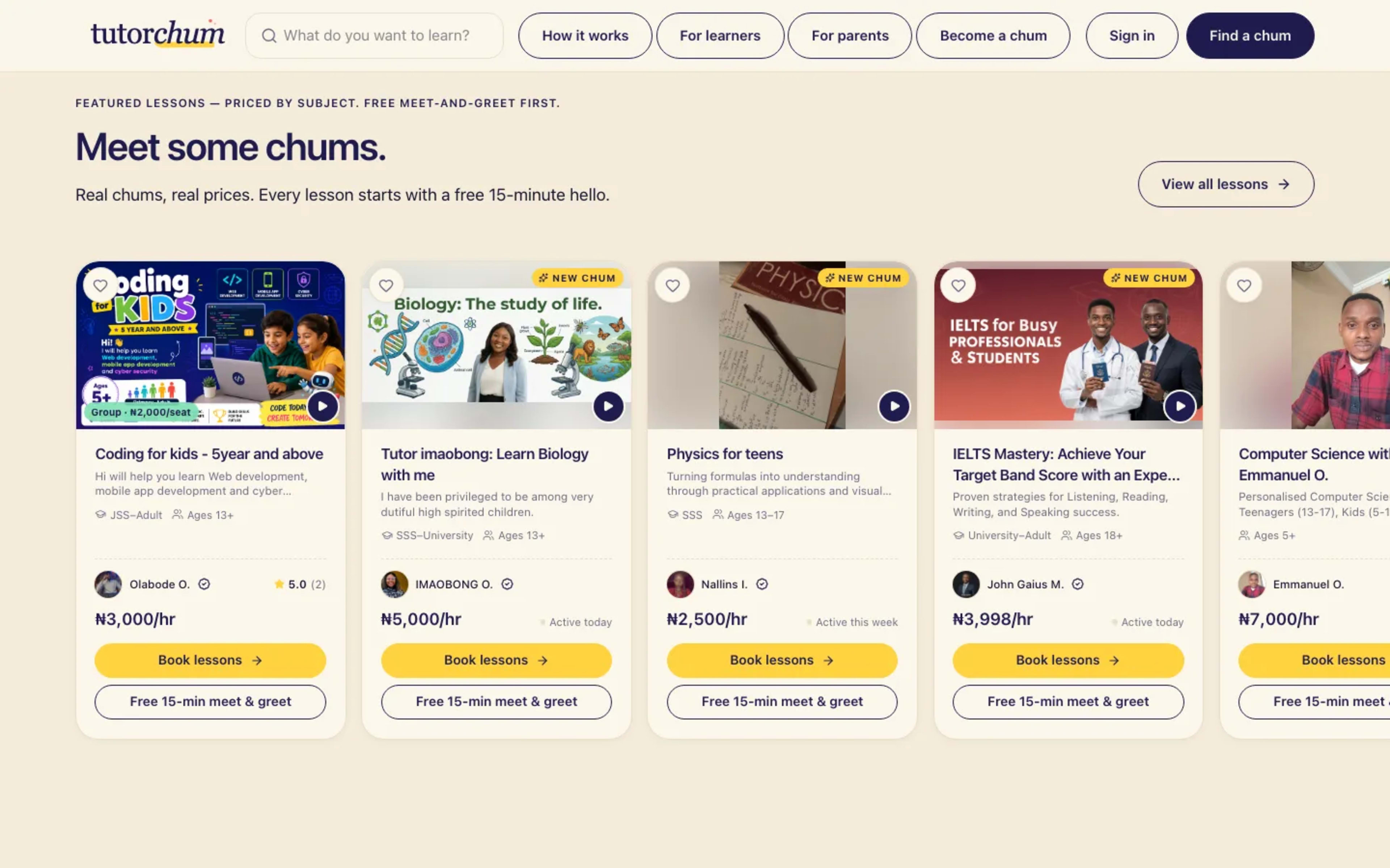 TutorChum — product section