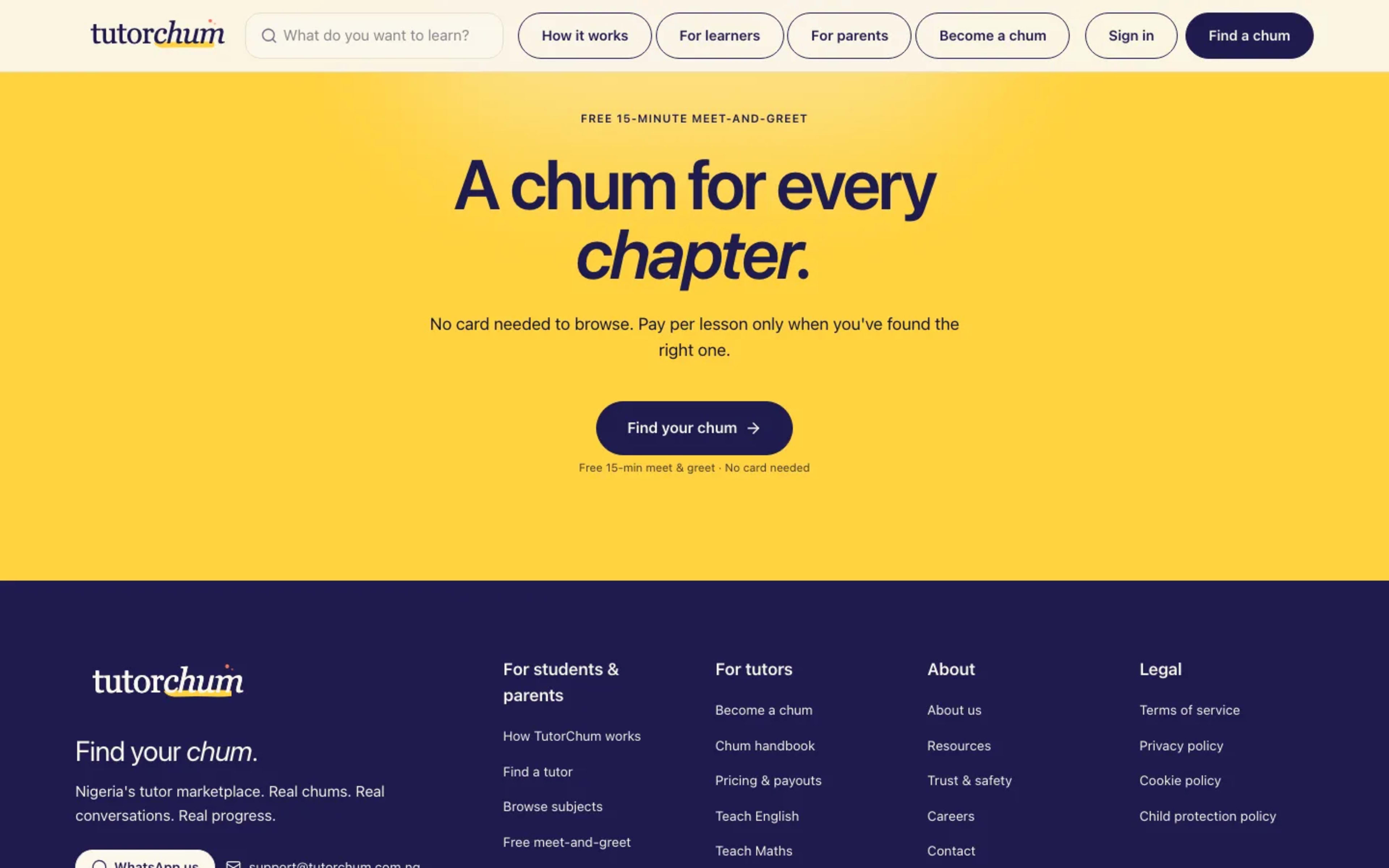 TutorChum — product section