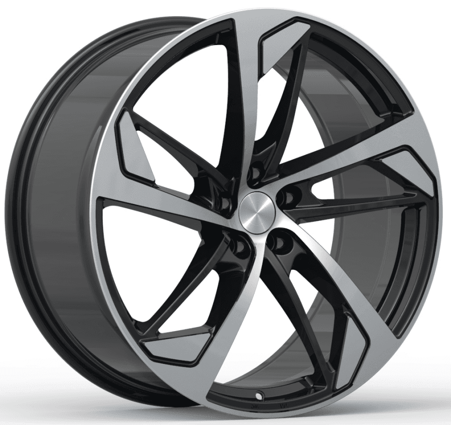 Кованый диск R21×9.5 5×112 черно-серебристый полированный