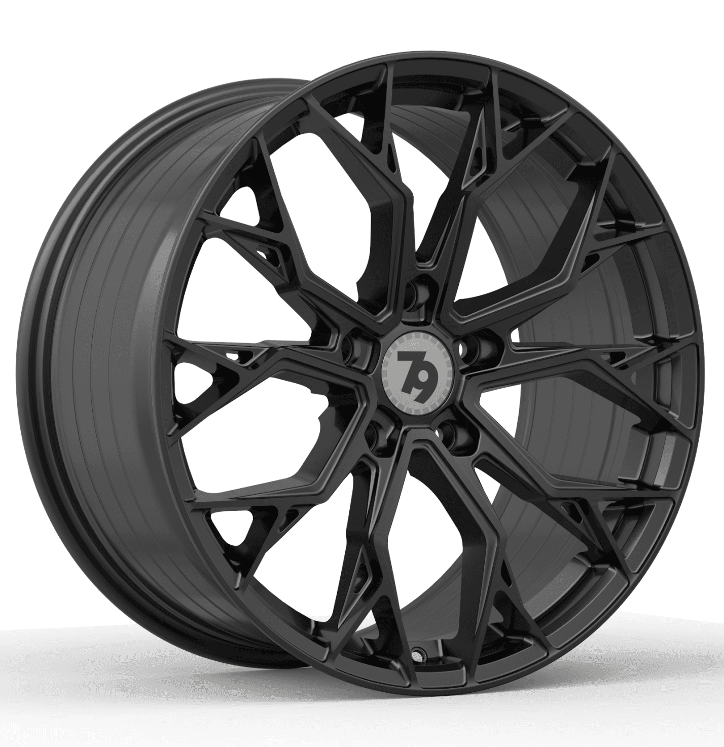 Кованый диск R19×8.5 5×100–130, черный агрессивный многоспицевой