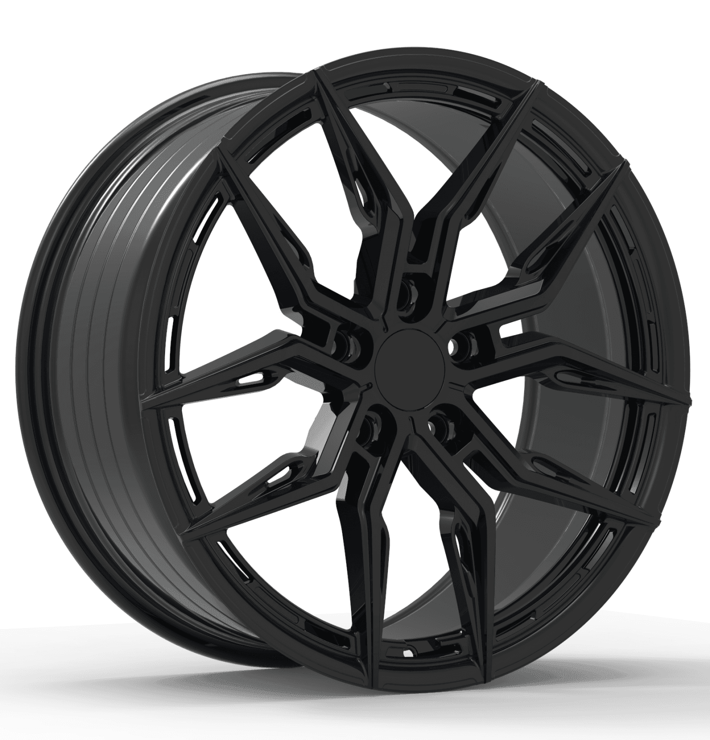 Кованый диск R19×8.5 5×100–120, черный глянцевый угловой
