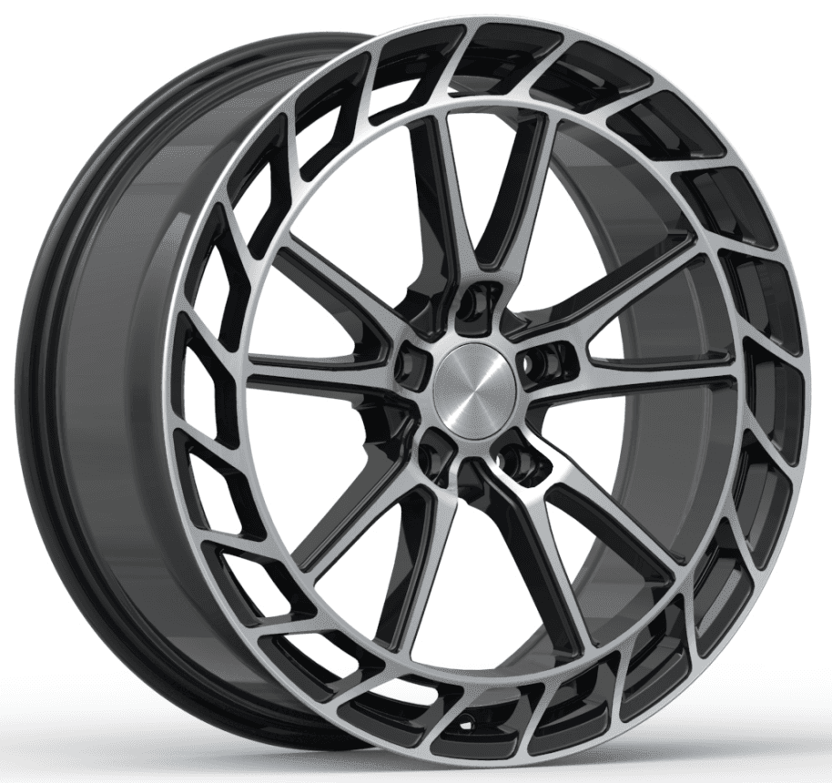 Кованый диск R21×9.5 5×108–130, двухцветный с декоративным ободом