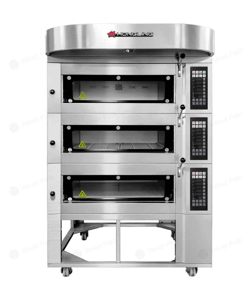 Электрическая подовая печь 3 яруса 6 противней с пароувлажнением и каменным подом