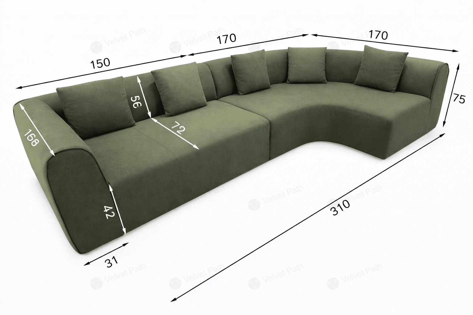 Угловой модуль дивана LYT-1805 Rain