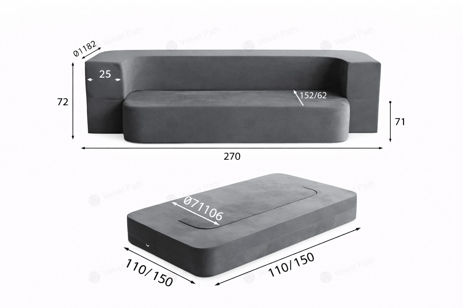 Диван-кровать B018 в обивке VINCI VENICE-S