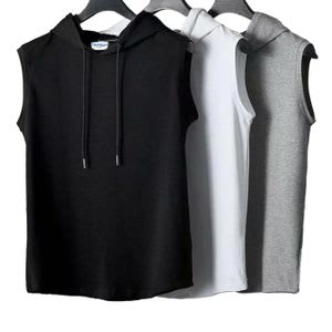 Denami Pack of 3 Plain Sleeveless Hooded T Shirts