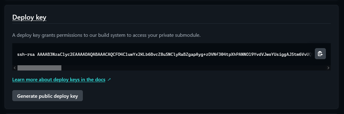 Deploy Key Settings