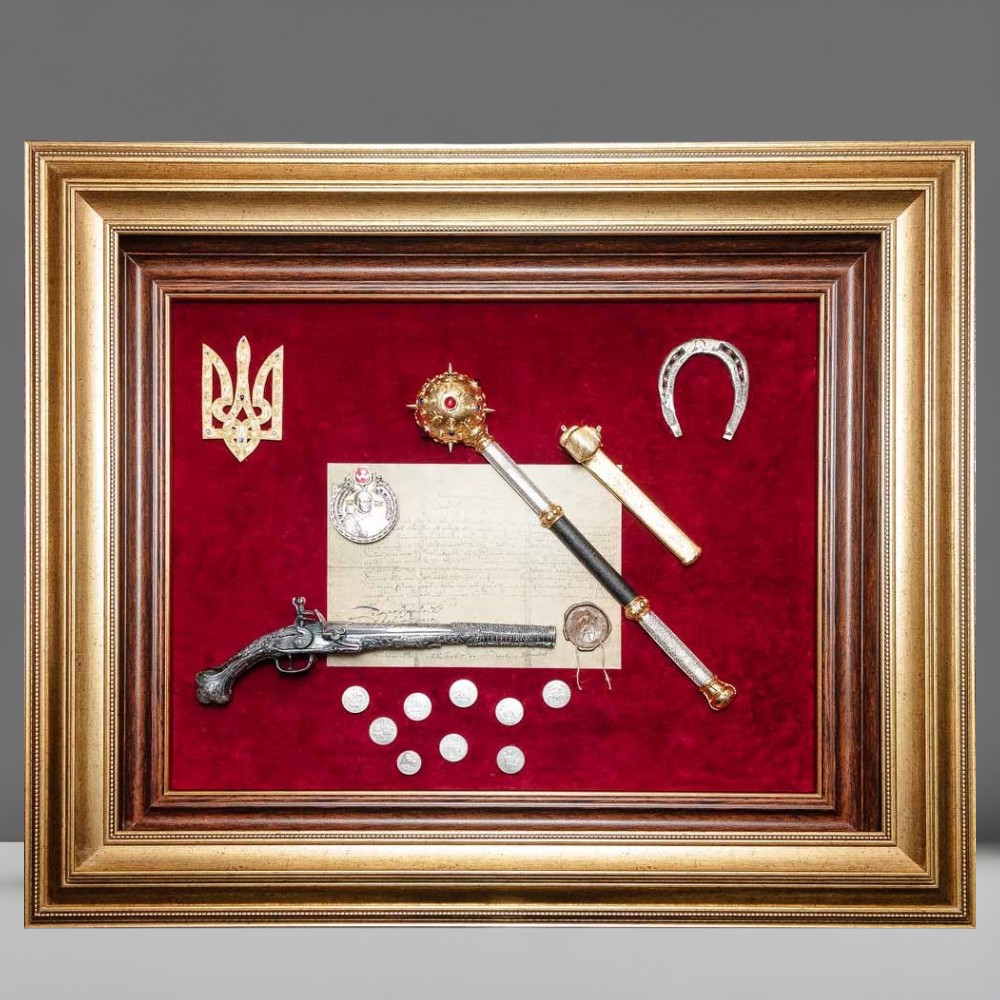 Подарункова композиція Гетьманська слава 1265x1070x120 мм художній розпис металом, емалі, каміння Swarovski