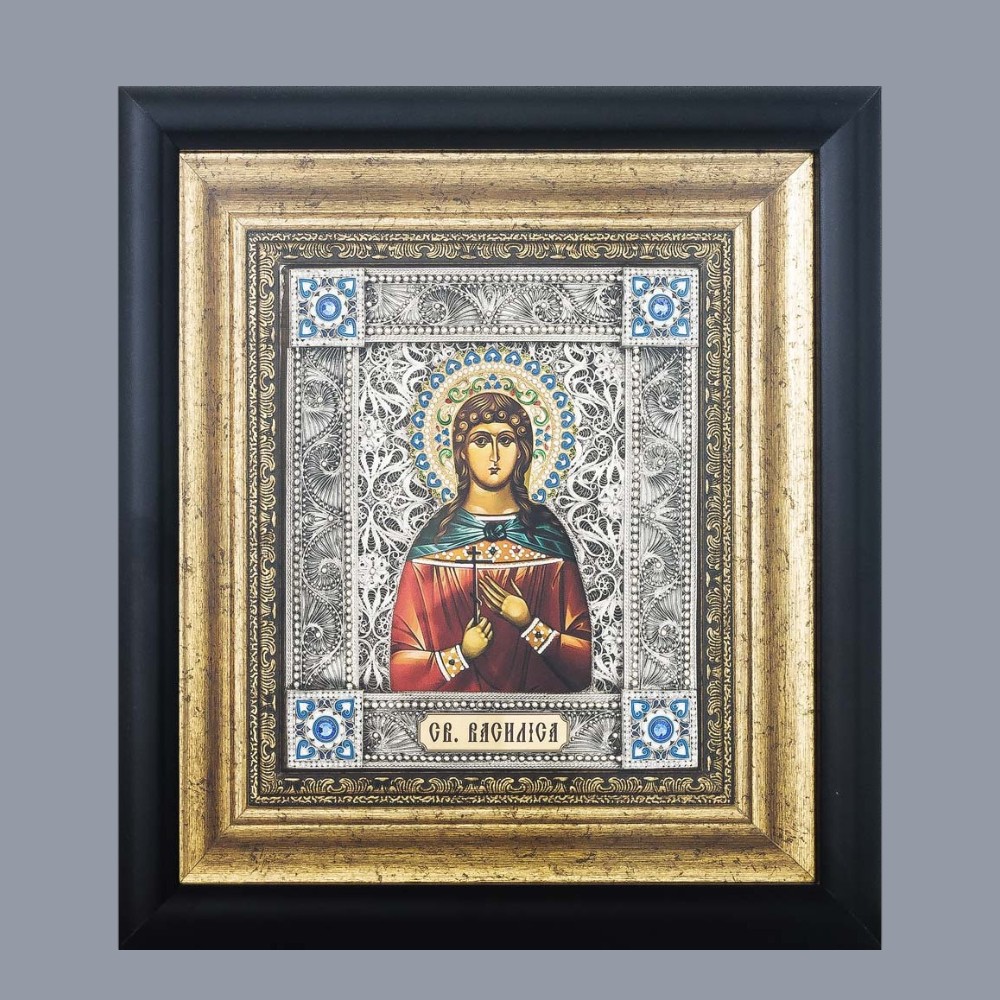 Ікона Свята Василіса 300x330x40 мм художній розпис металом, емалі, каміння Swarovski