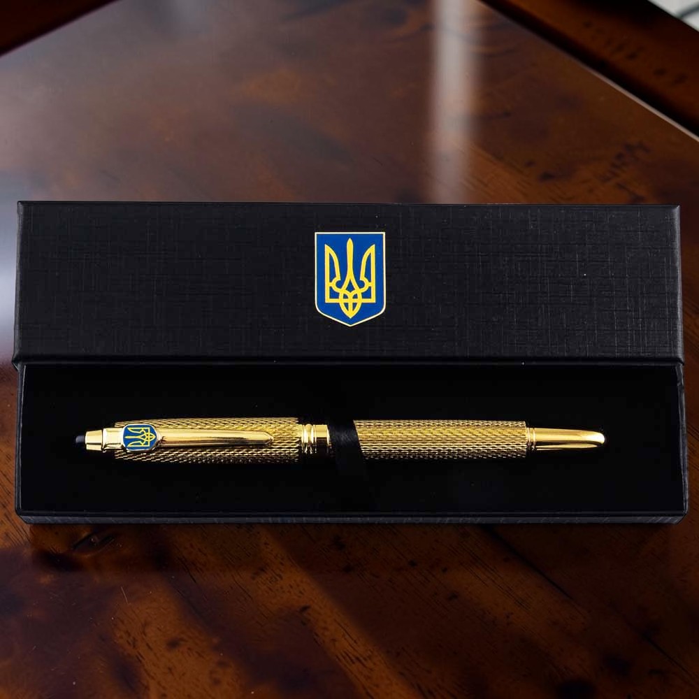 Ручка TENSO з ювелірною мініатюрою «Український Тризуб» у подарунковому футлярі
