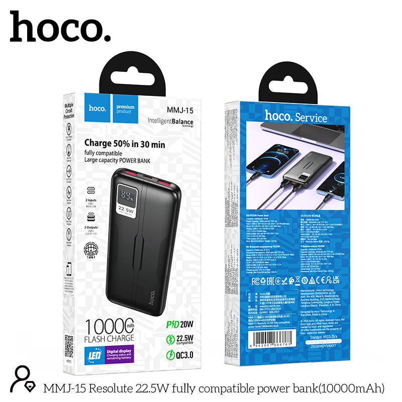 Hoco MMJ15 Resolute 22.5W 10000mAh Fast Charging Power Bank