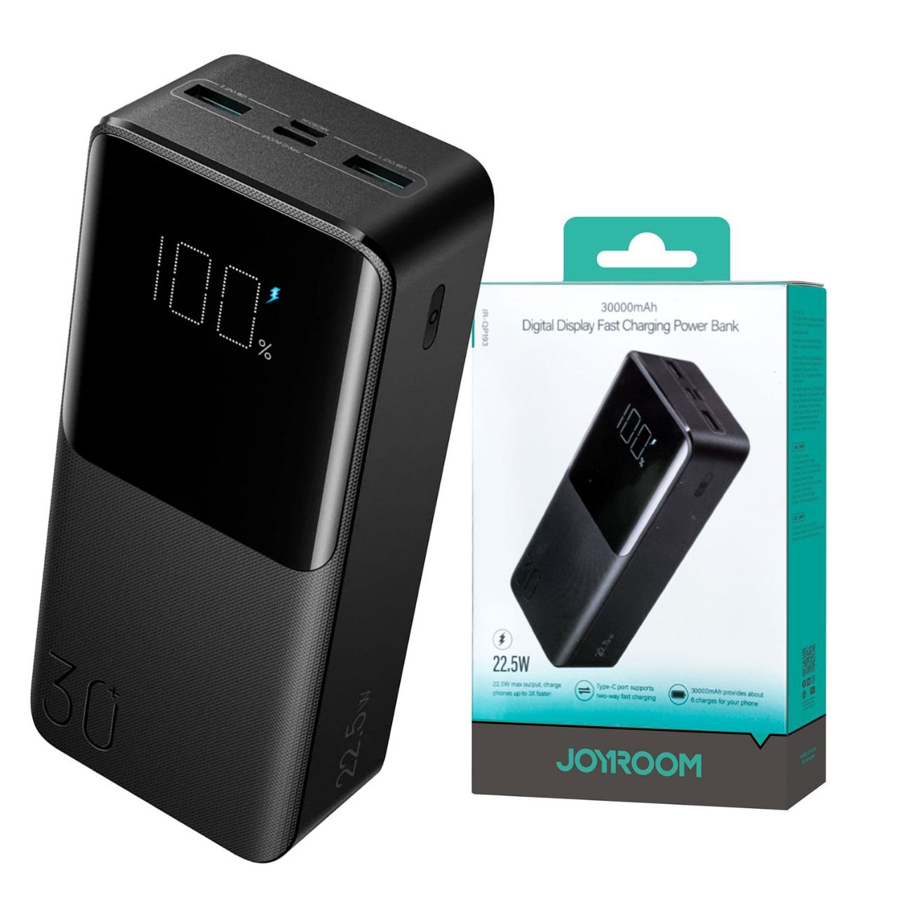 JOYROOM JR‑QP193 30000mAh 22.5W Fast Charging Digital Display Power Bank