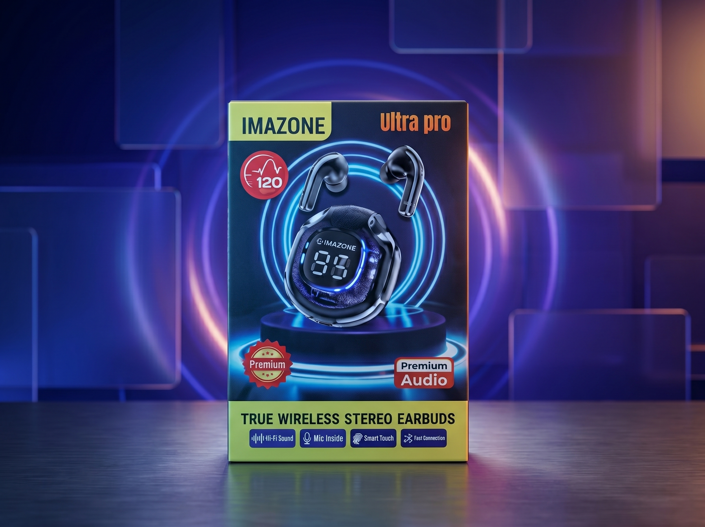 IMAZONE Ultra Pro Wireless Earbuds with LED Display – TWS Bluetooth 5.3 Hi-Fi Audio Headphones