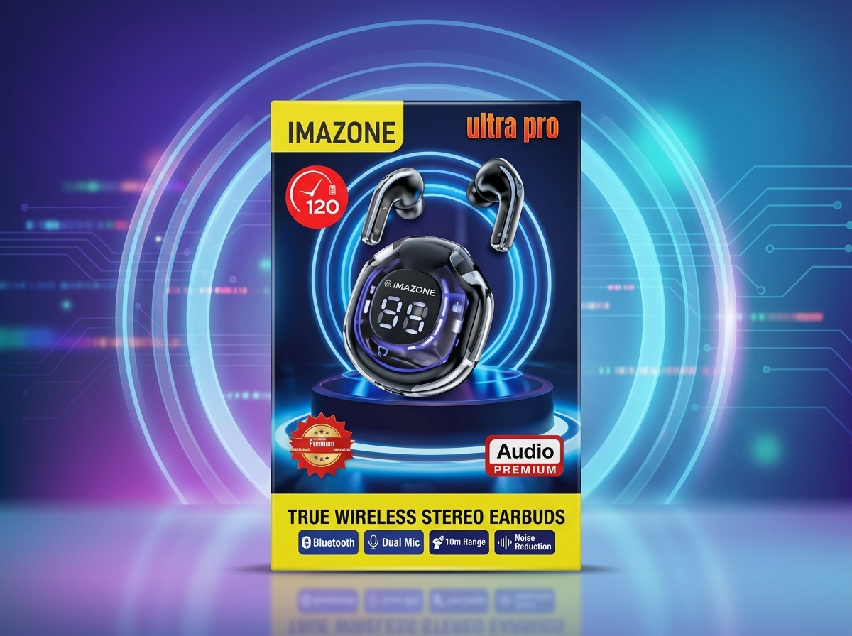 IMAZONE Ultra Pro Wireless Earbuds with LED Display – TWS Bluetooth 5.3 Hi-Fi Audio Headphones 2