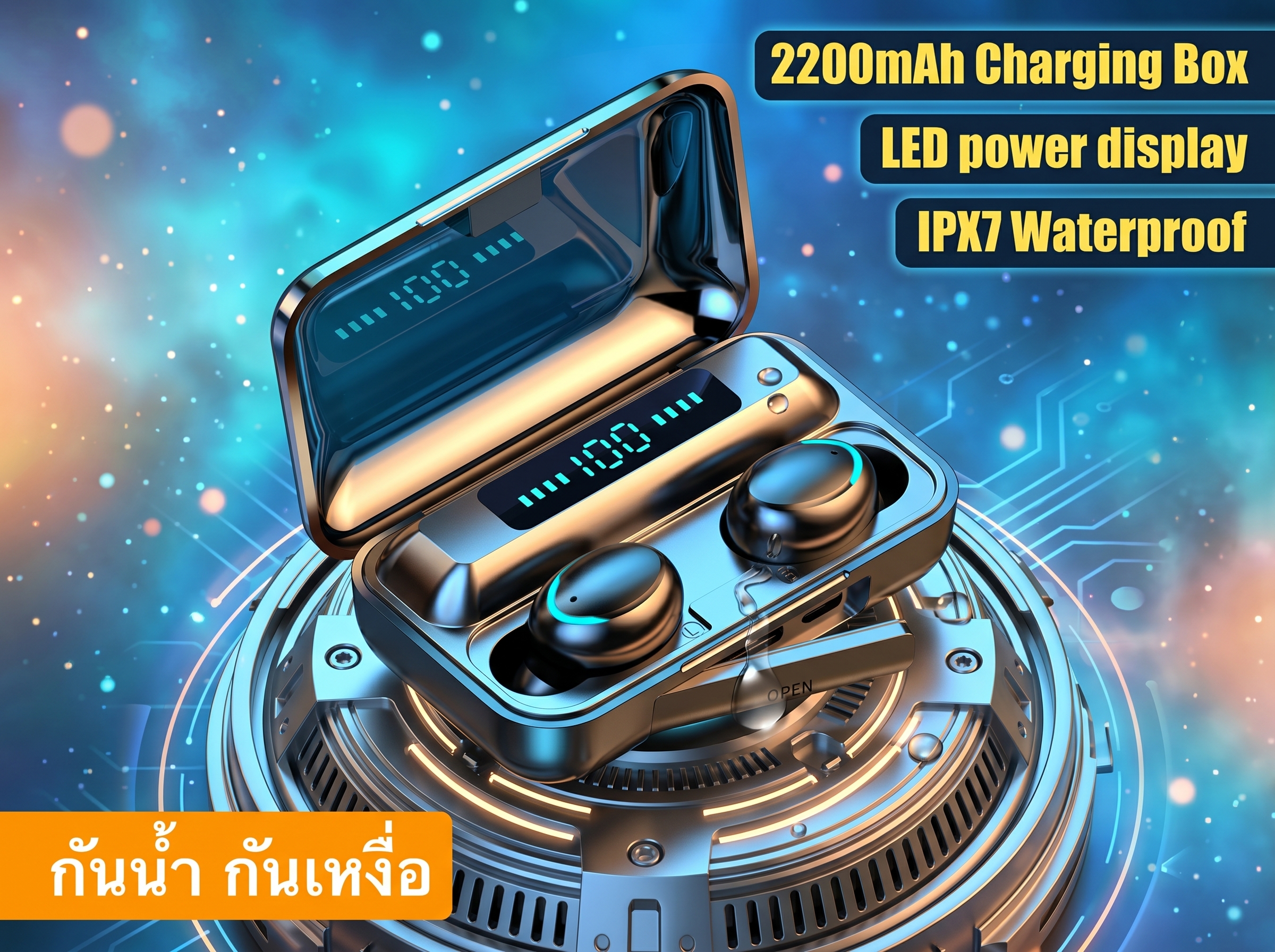 M20 Wireless Bluetooth Earbuds TWS V5.3 – LED Display Waterproof Sports Headphones