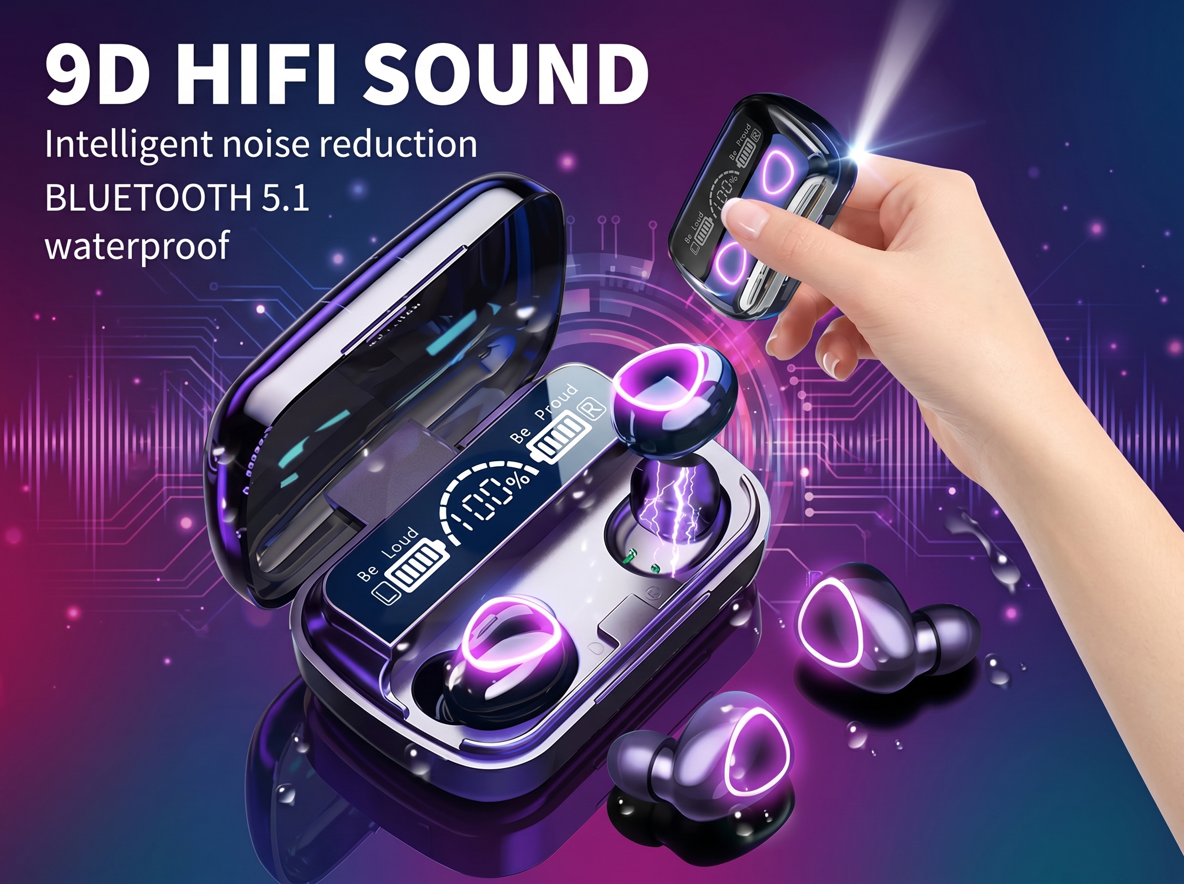 M27 TWS Stereo Waterproof Earbuds – Bluetooth Wireless Headphones with LED Display Charging Case 2