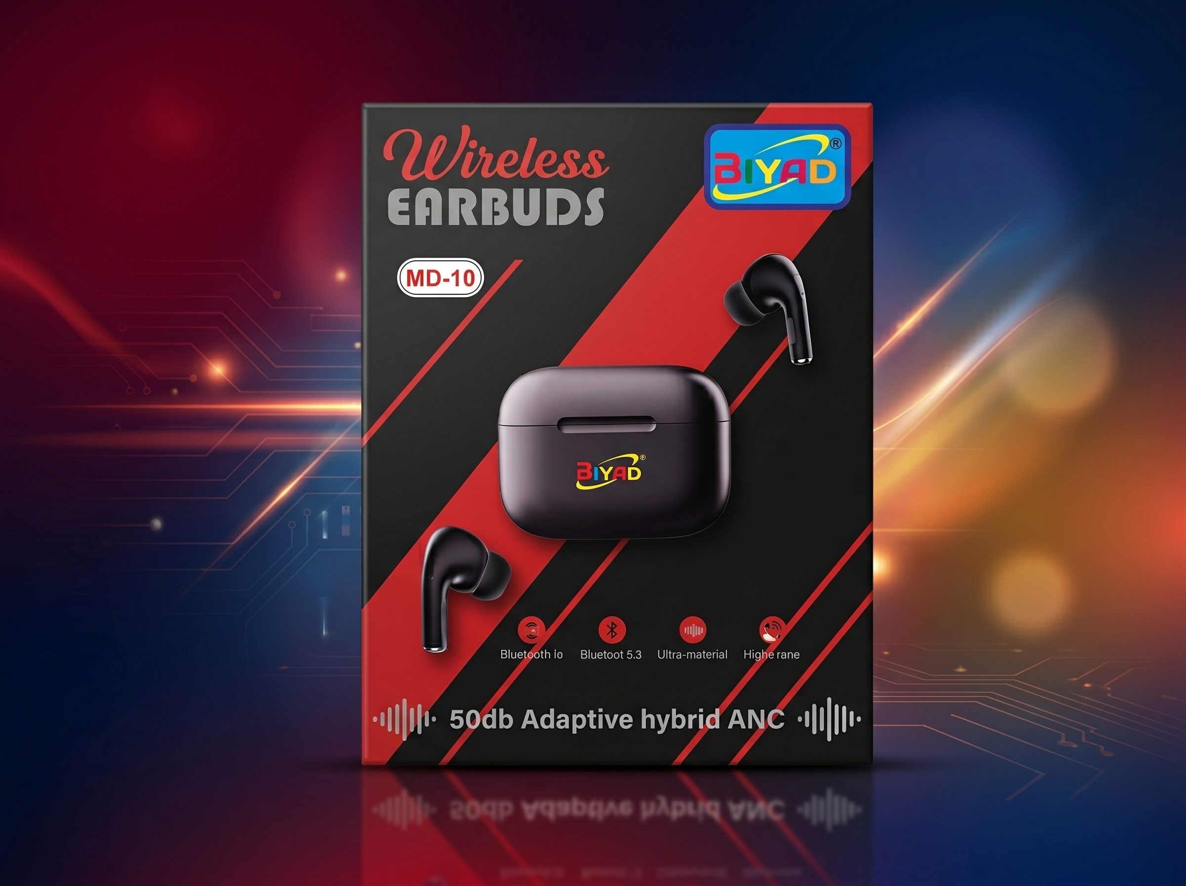 BIYAD MD-10 ওয়্যারলেস ইয়ারবাডস ৫০ডিবি ANC | Bluetooth 5.3 | বাংলাদেশ 2