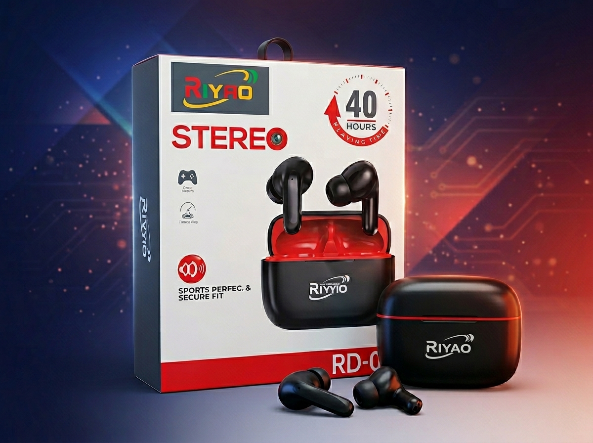 Riyad RD-05 Stereo TWS Wireless Earbuds | ৪০ ঘণ্টা ব্যাটারি | বাংলাদেশ