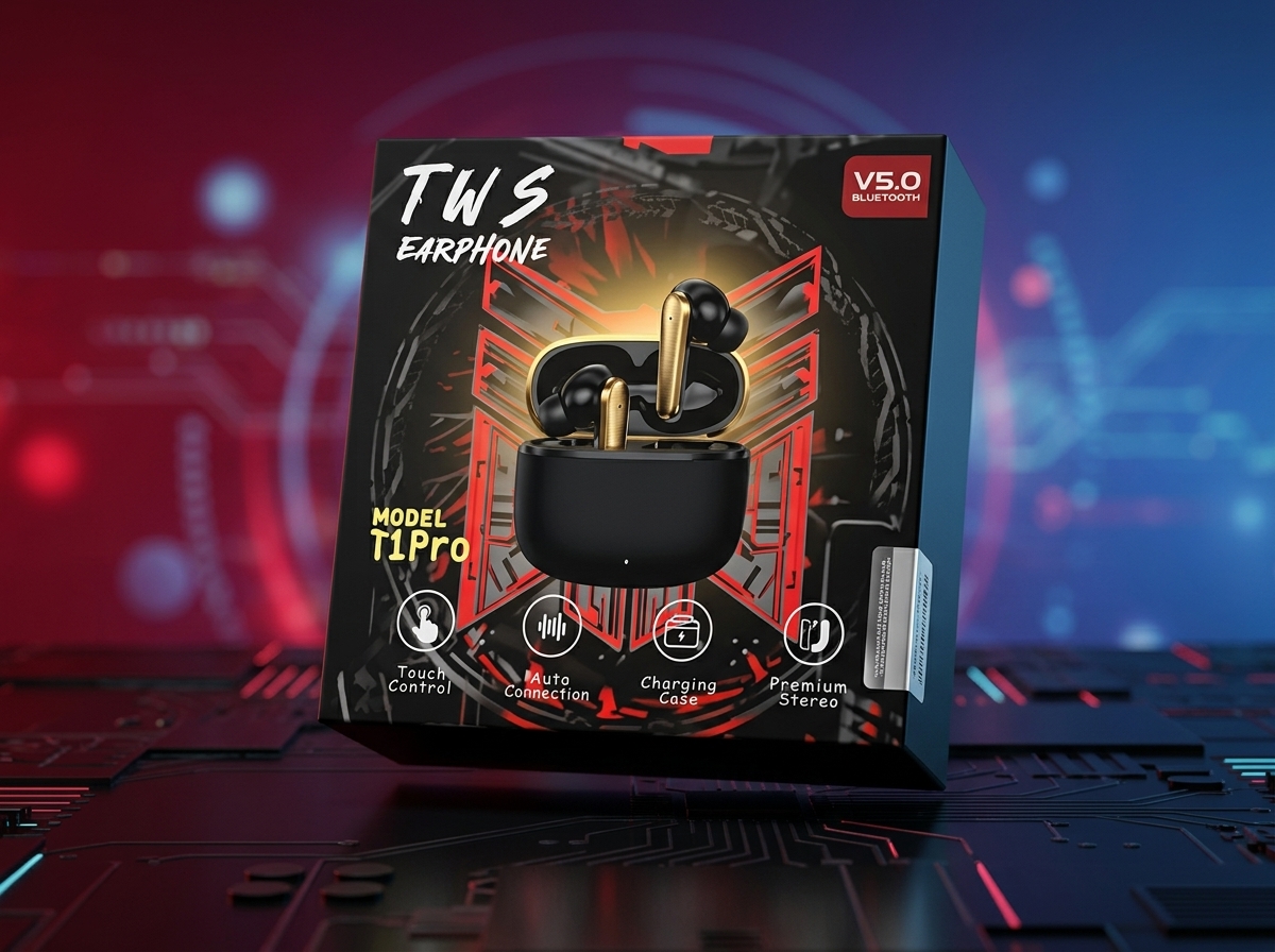 T1 Pro V80 TWS Wireless Earbuds – Gaming Bluetooth Earphones with LED Display & Deep Bass 2