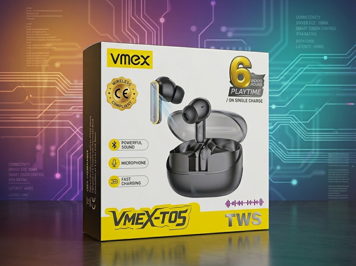 VMEX T05 TWS Wireless Earbuds – Bluetooth 5.0 Stereo Headphones