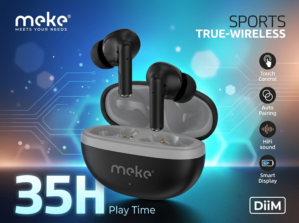 Meke Sports True Wireless Earbuds – Bluetooth TWS Headphones with 35H Playtime & Deep Bass