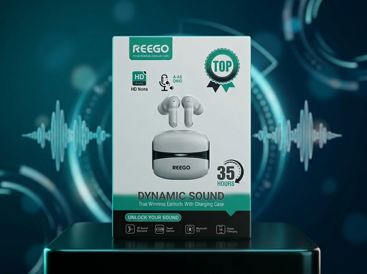 REEGO Dynamic Sound TWS Wireless Earbuds – Bluetooth Headphones with 35H Playtime & Clear Audio