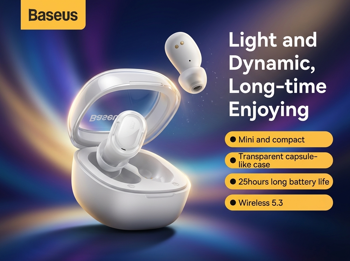 Baseus Wireless 5.3 TWS Earbuds – Mini Compact Bluetooth Earphones with 25H Battery Life 2