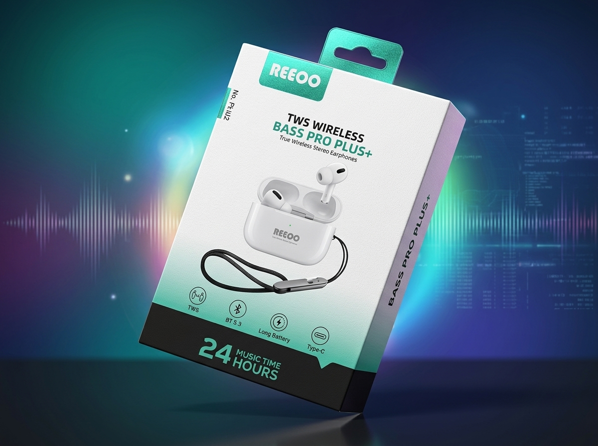 REEOO Bass Pro Plus TWS Wireless Earbuds – Bluetooth Stereo Headphones with 24H Battery & Deep Bass 2