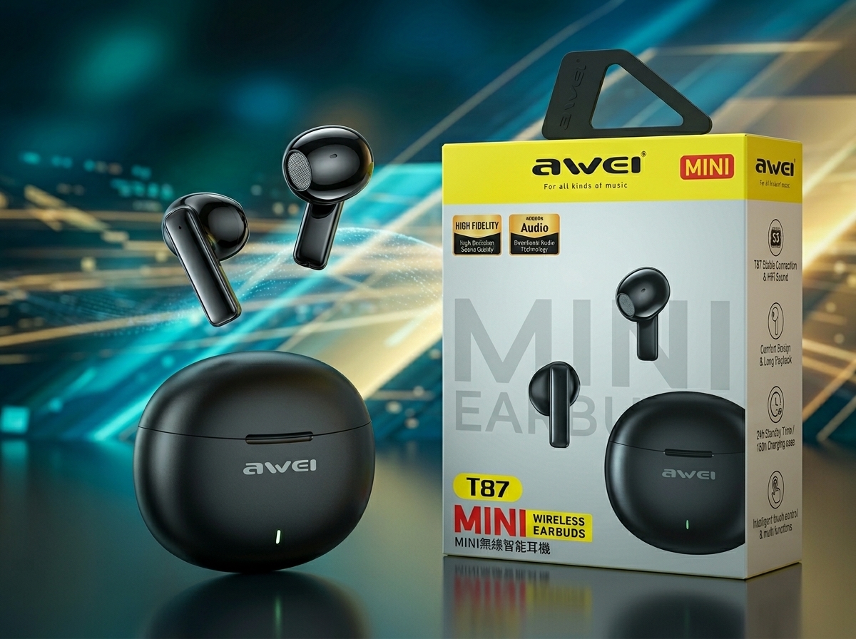 Awei T87 TWS Bluetooth 5.3 Earbuds – Wireless Stereo Earphones with Touch Control & Clear Sound 3