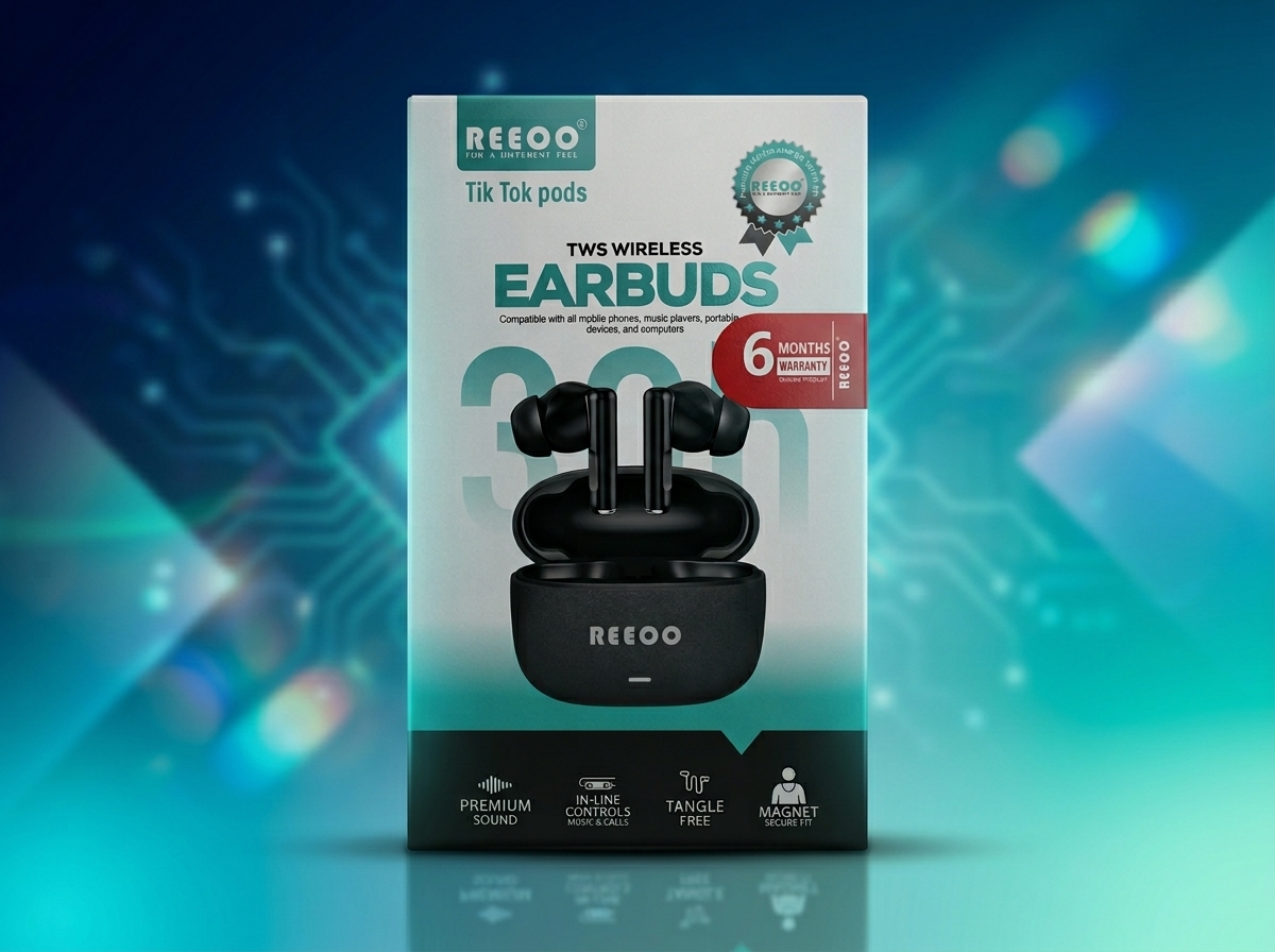 REEOO Tik Tok Pods TWS Wireless Earbuds – Premium Sound Bluetooth Earphones with Secure Fit 2