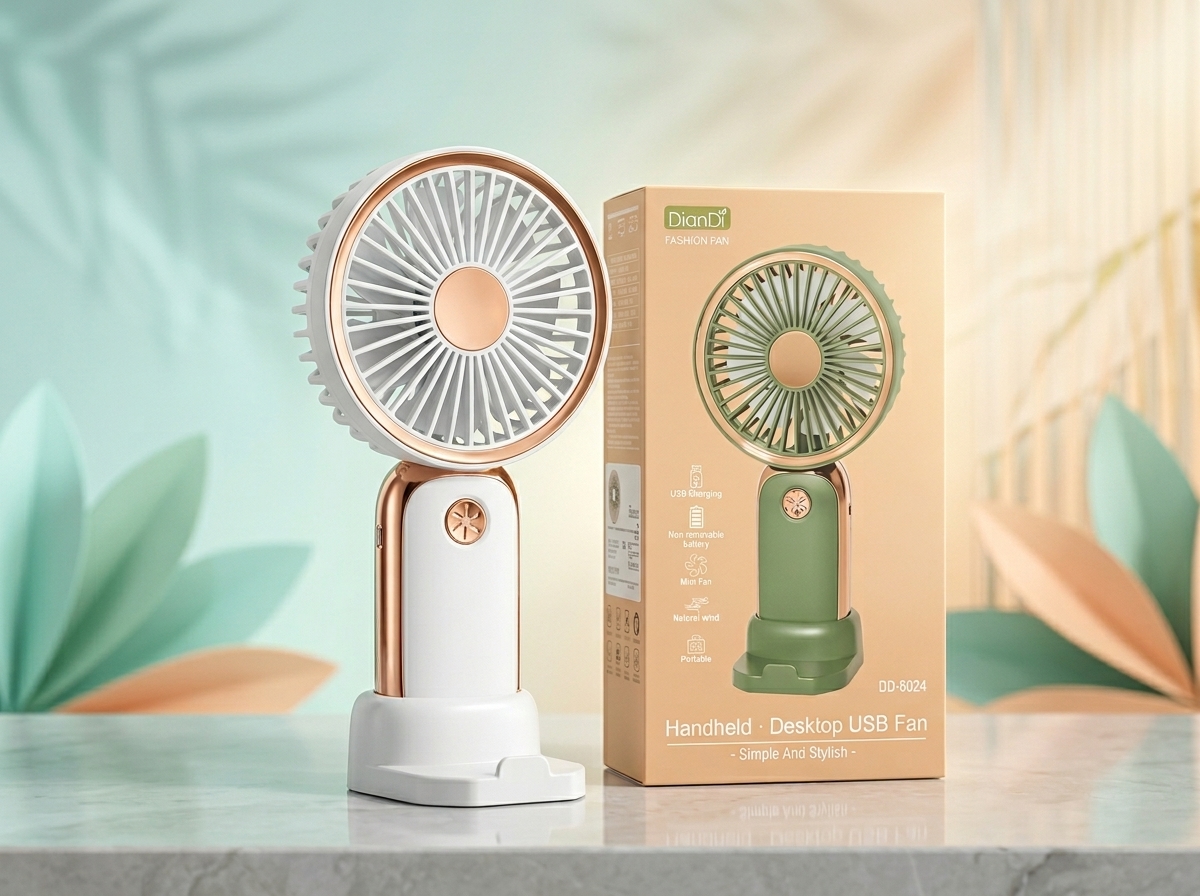 DianDi DD8024 Handheld Desktop USB Fan – Rechargeable Portable Mini Fan for Home & Travel 4