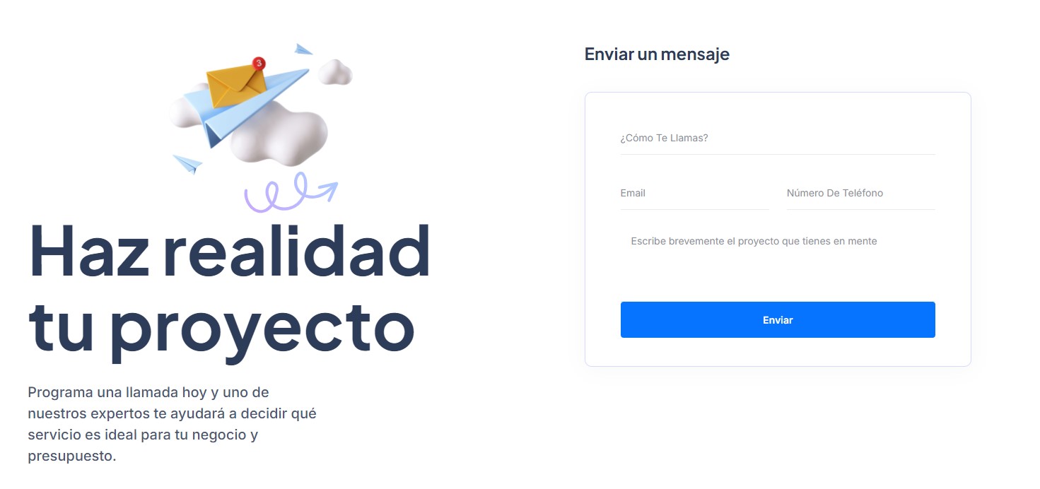 Formulario de contacto en la web