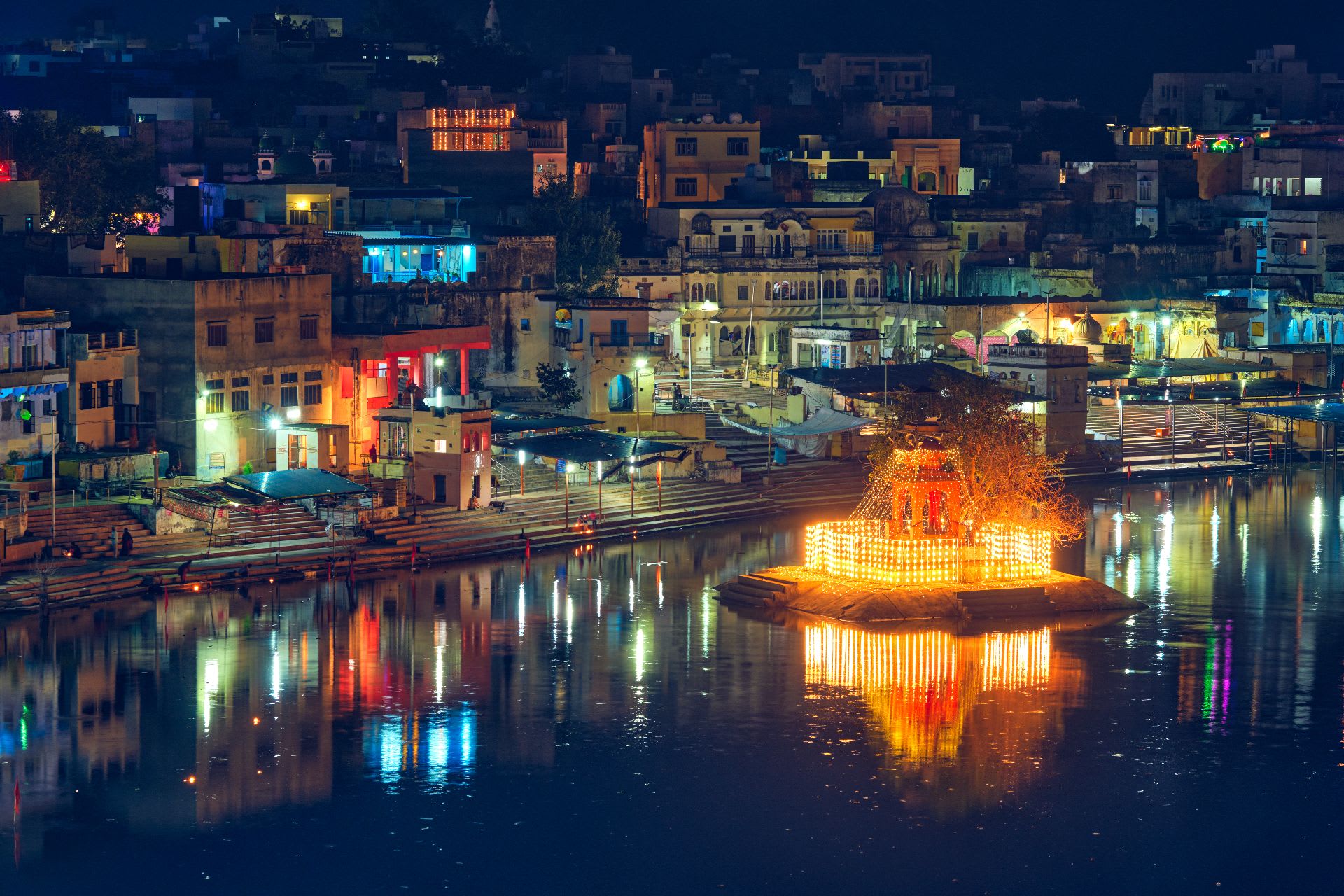 pushkar lake night view, best photo place in puskar