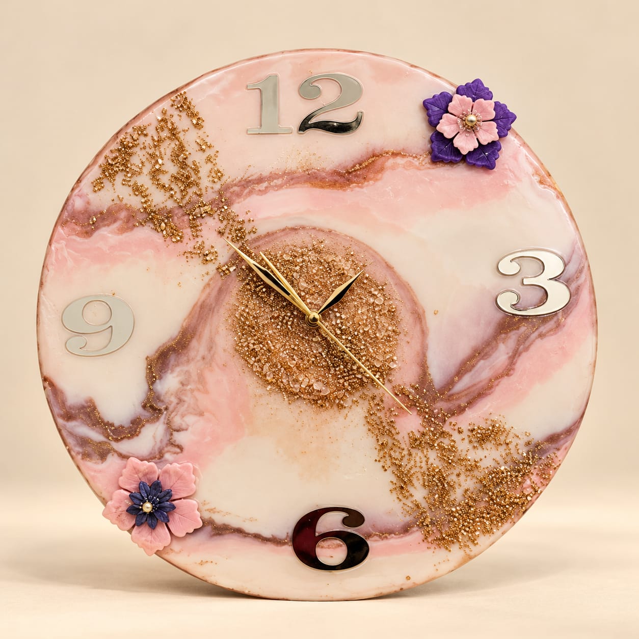 Resin Pink & White Luxury Wall Watch