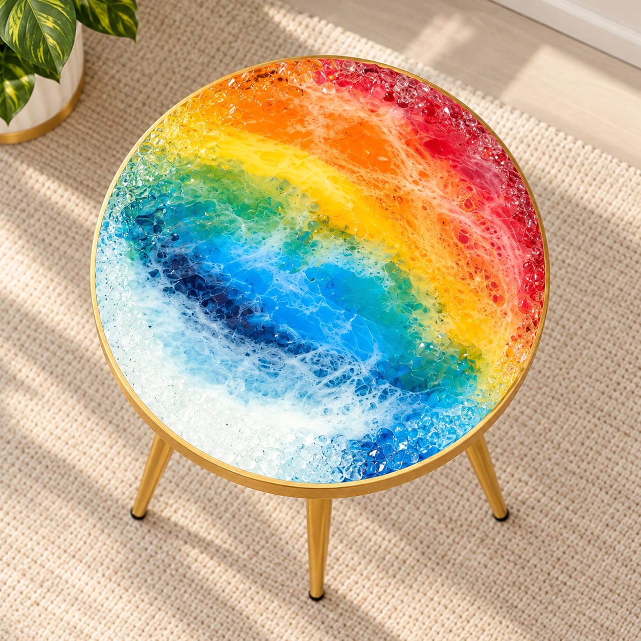 Rainbow ocean coffee table view 2