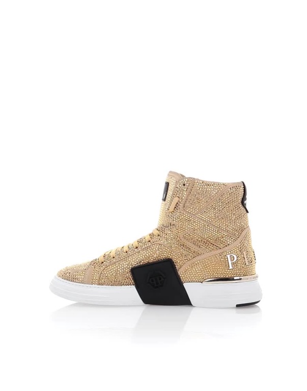 HI TOP SNEAKERS MONEY KICK SUEDE GOLD SKULL Philipp Plein