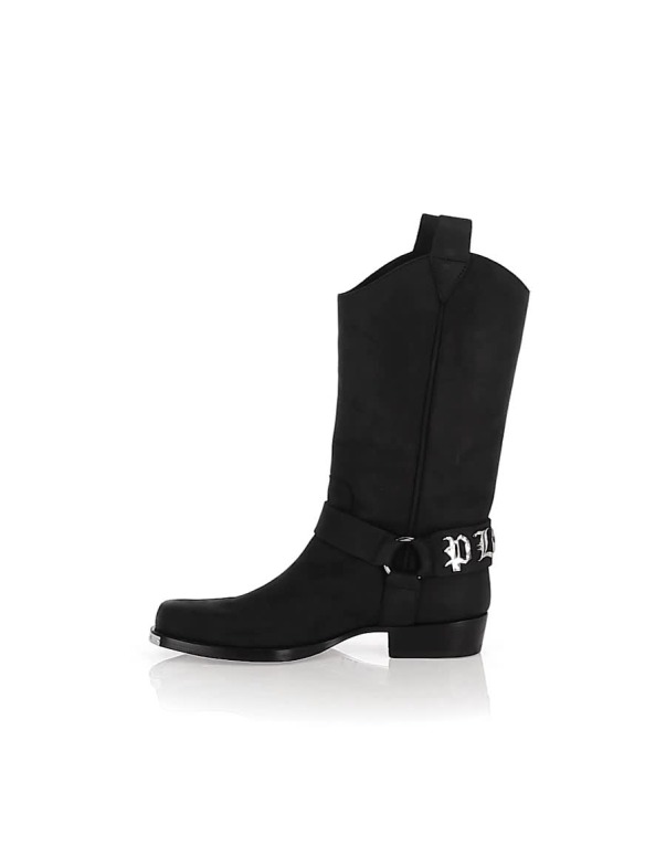 Leather Boots Flat High Gothic Plein Philipp Plein Outlet