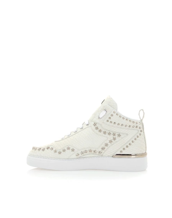 Python Leather Mid Top Sneakers Studs Philipp Plein