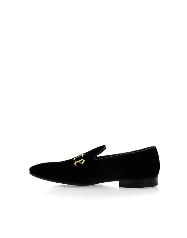 Velvet Loafers Embroidered Philipp Plein