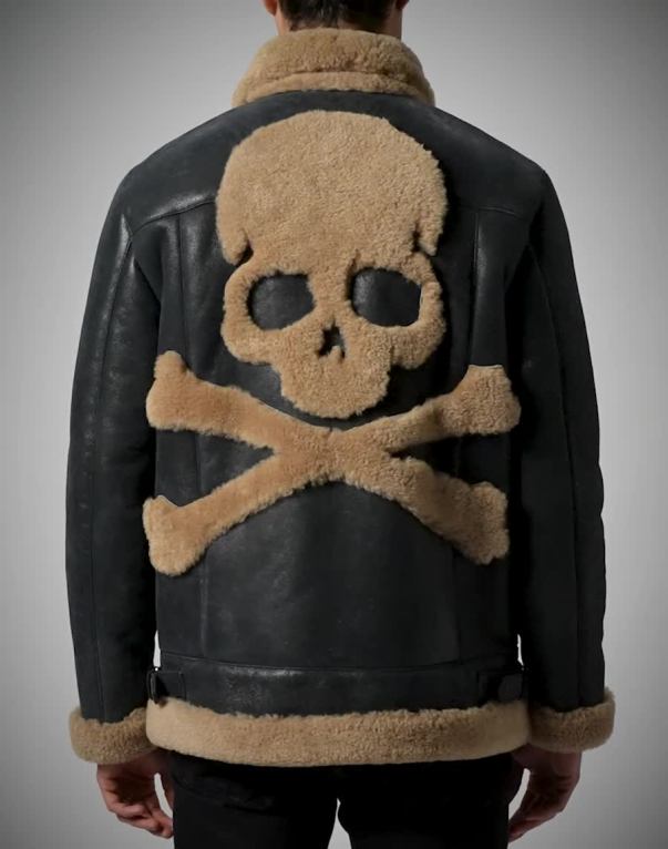 Shearling Leather Biker Jacket Philipp Plein
