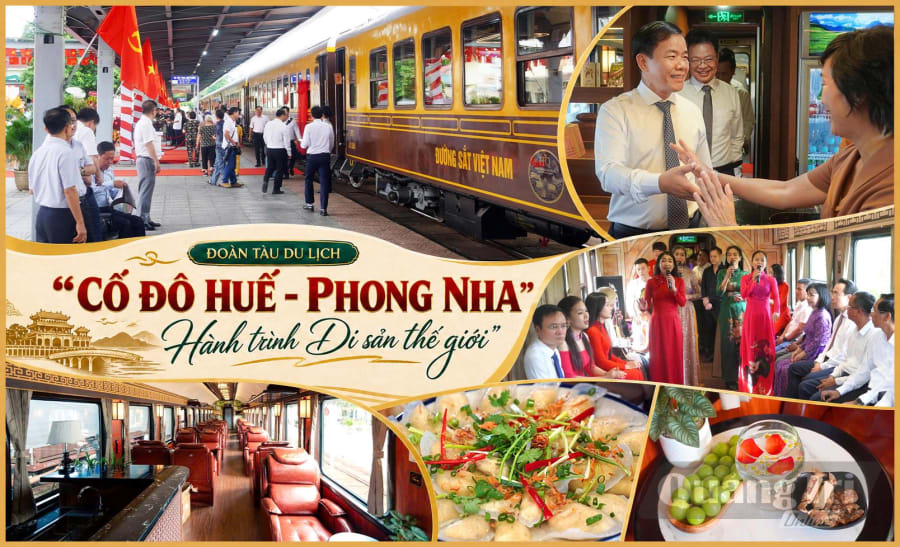 Đoàn tàu du lịch “Cố đô Huế - Phong Nha: Hành trình Di sản thế giới” mang đến cho du khách nhiều trải nghiệm đặc sắc về văn hóa, ẩm thực, công nghệ và không gian nghỉ dưỡng - Ảnh: N.M