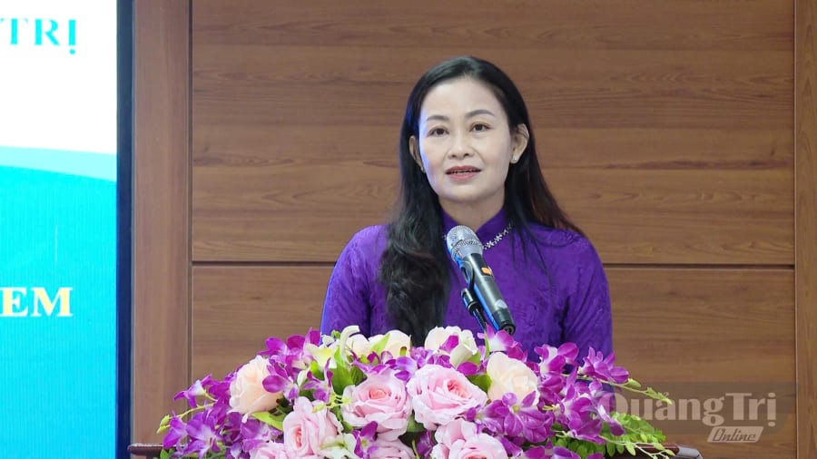 Đại diện Hội LHPN tỉnh phát biểu tại buổi lễ - Ảnh: Thùy Trang