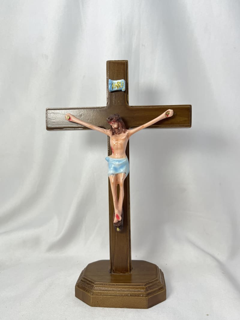 Salib Duduk Kayu Jati + Kous Sdjk