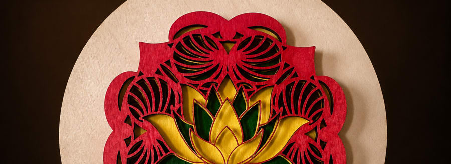 Fleur de lotus découpée au laser en bois coloré, idée cadeau — Créa Laser Bois