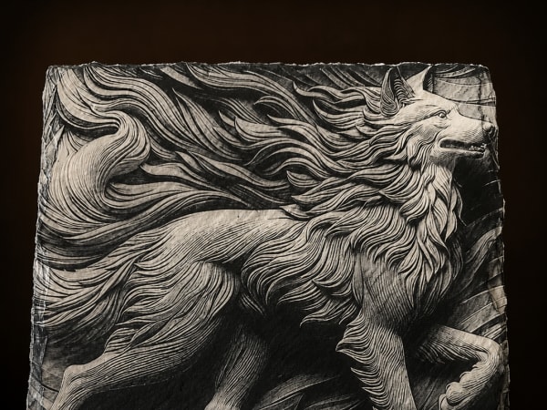 Animal gravé en relief sur ardoise — Créa Laser Bois