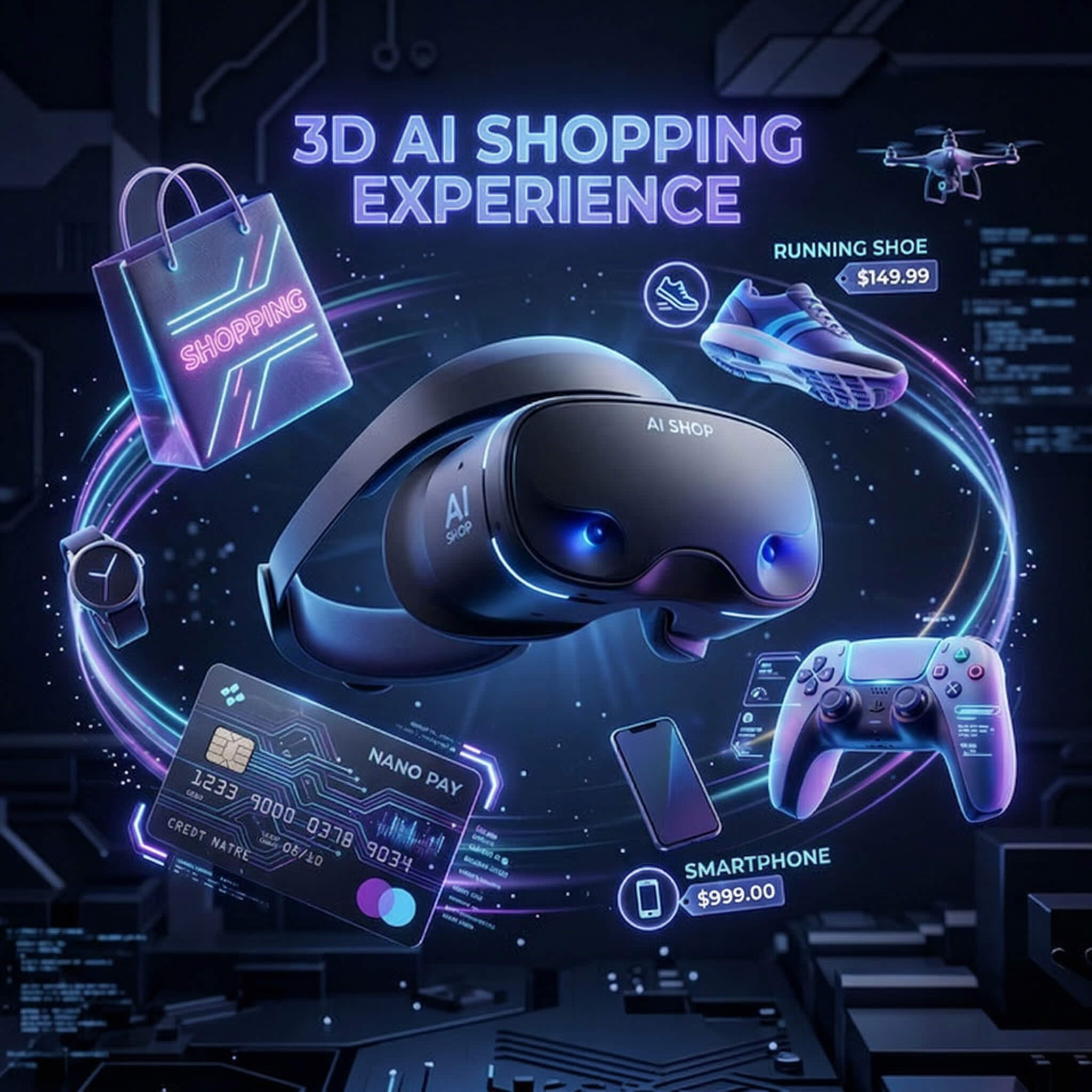 3D AI Shopping Experience Premium Header