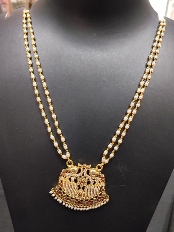 Pearl Haara with panchaloha pendent - One Gram Gold