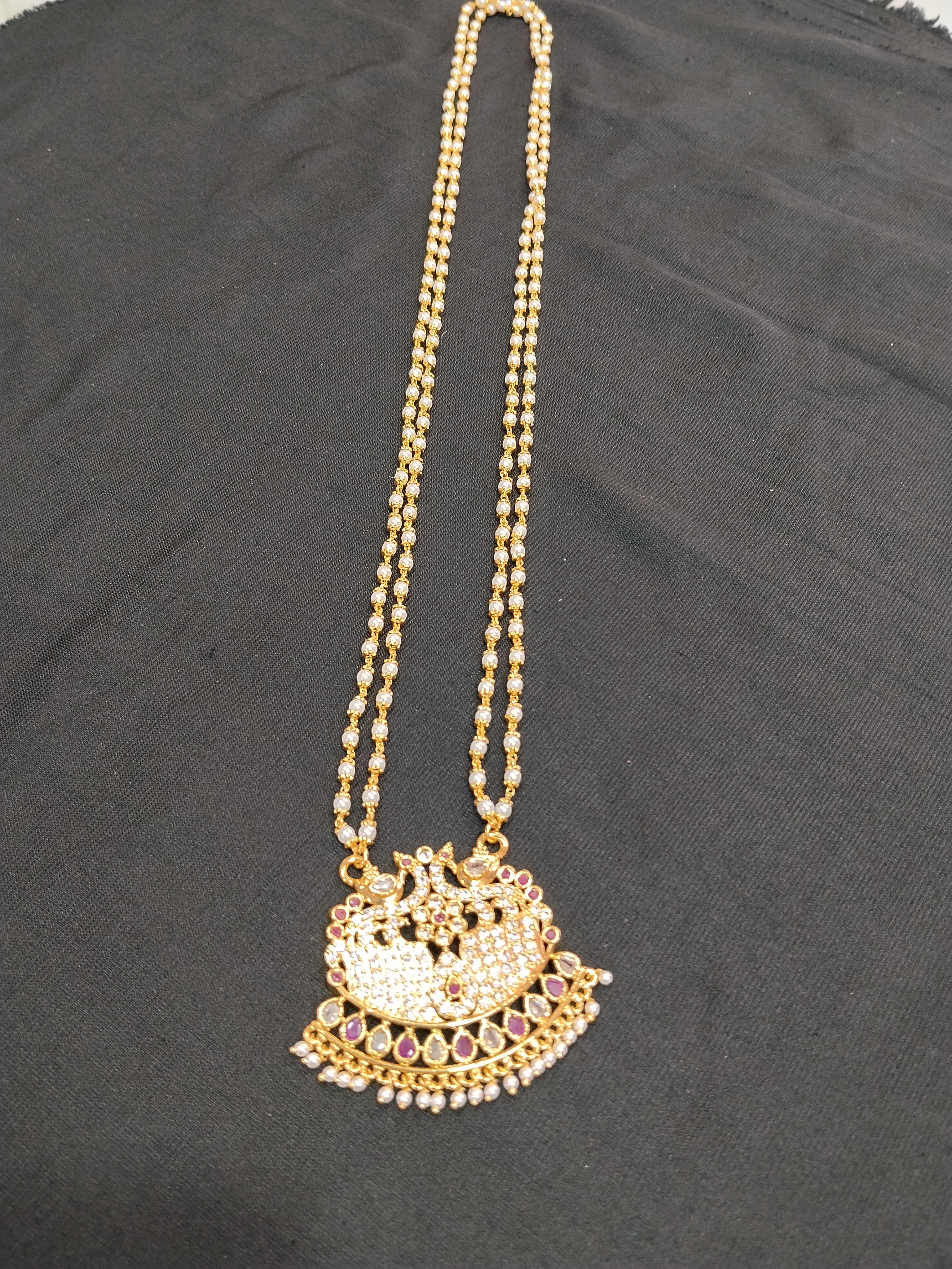 Pearl Haara with panchaloha pendent alternate view